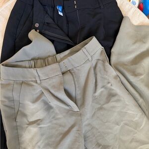 Classic High-Waist Trousers in Olive Green and black (2 PAIRS)